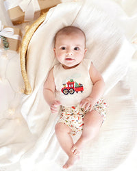 Bebe | FESTIVE TRAIN SINGLETSUIT SHORTS SET