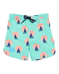 Minihaha Swim | JARVIS PRINT GREEN BOARDSHORTS
