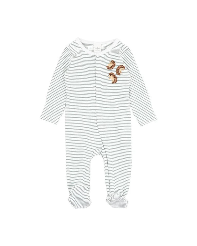 Bebe | Toby Hedgehog LS Onesie - Sage Stripe