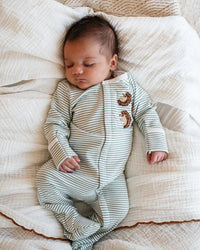 Bebe | Toby Hedgehog LS Onesie - Sage Stripe