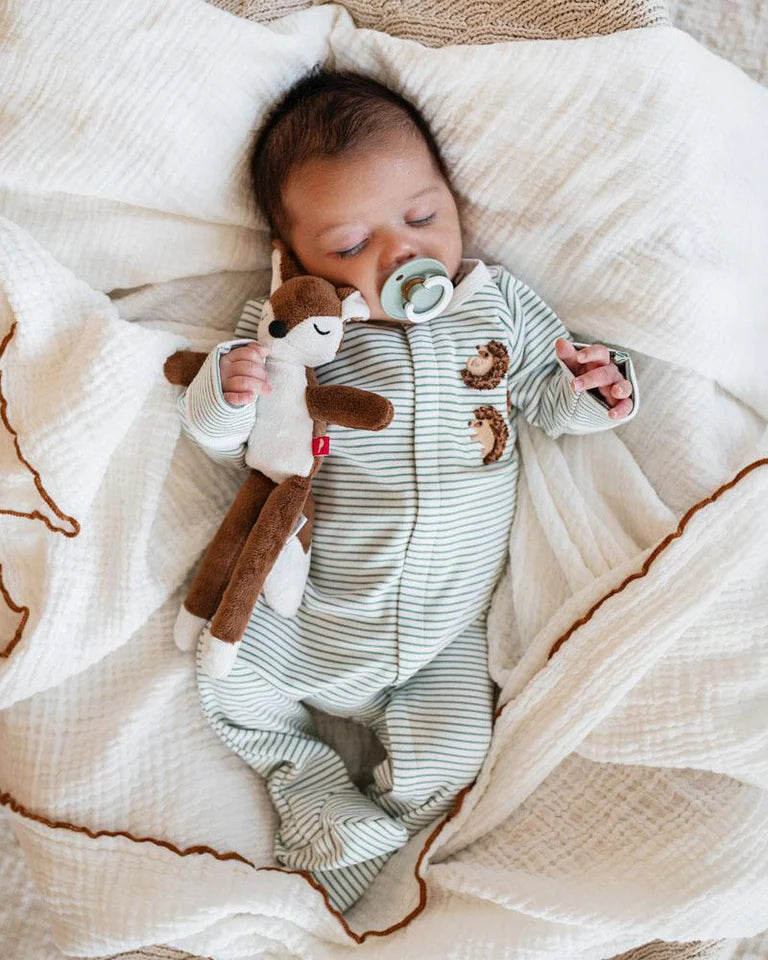 Bebe | Toby Hedgehog LS Onesie - Sage Stripe