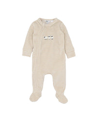 Bebe | Hunter Stripe Velour Zip Onesie