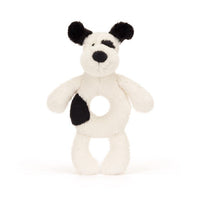 Jellycat | Bashful Black + Cream Puppy Ring Rattle