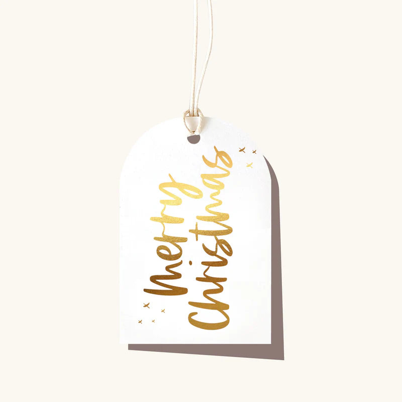 Elm Paper | Merry Christmas Gold Gift Tag