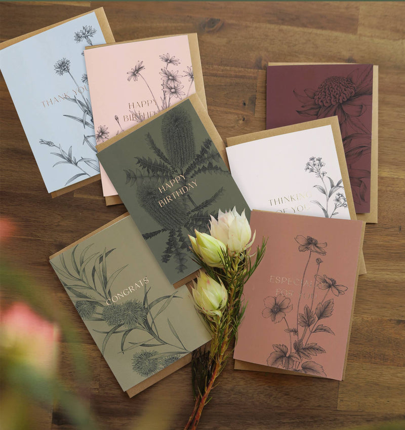 Typoflora - Banksia Birthday Card