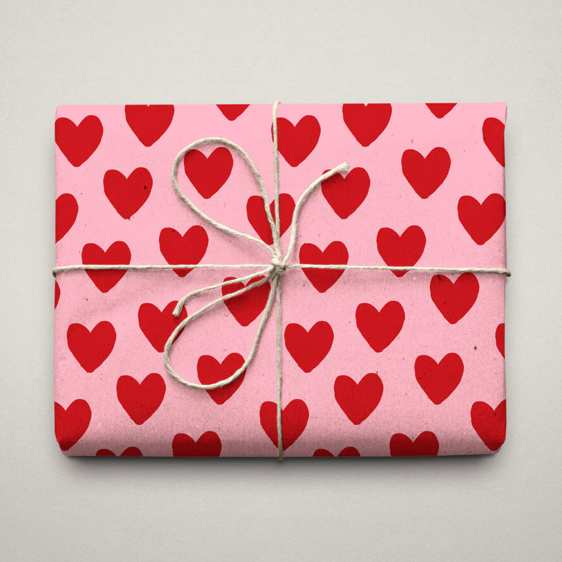 Elm Paper | Pink Hearts Wrapping Paper