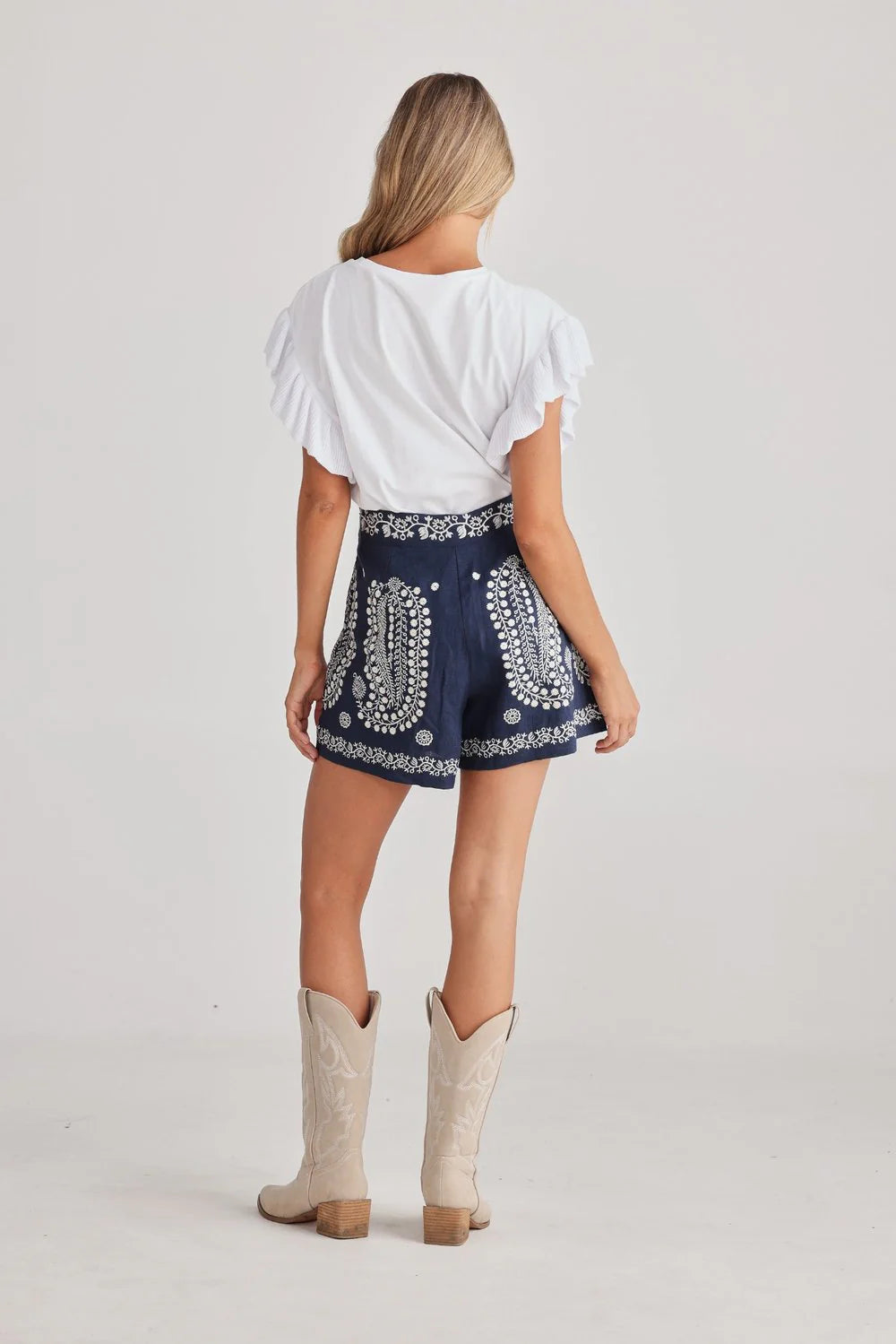 Talisman | Johari Shorts Navy with Embroidery