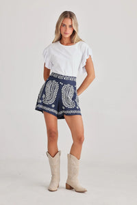 Talisman | Johari Shorts Navy with Embroidery