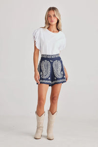 Talisman | Johari Shorts Navy with Embroidery