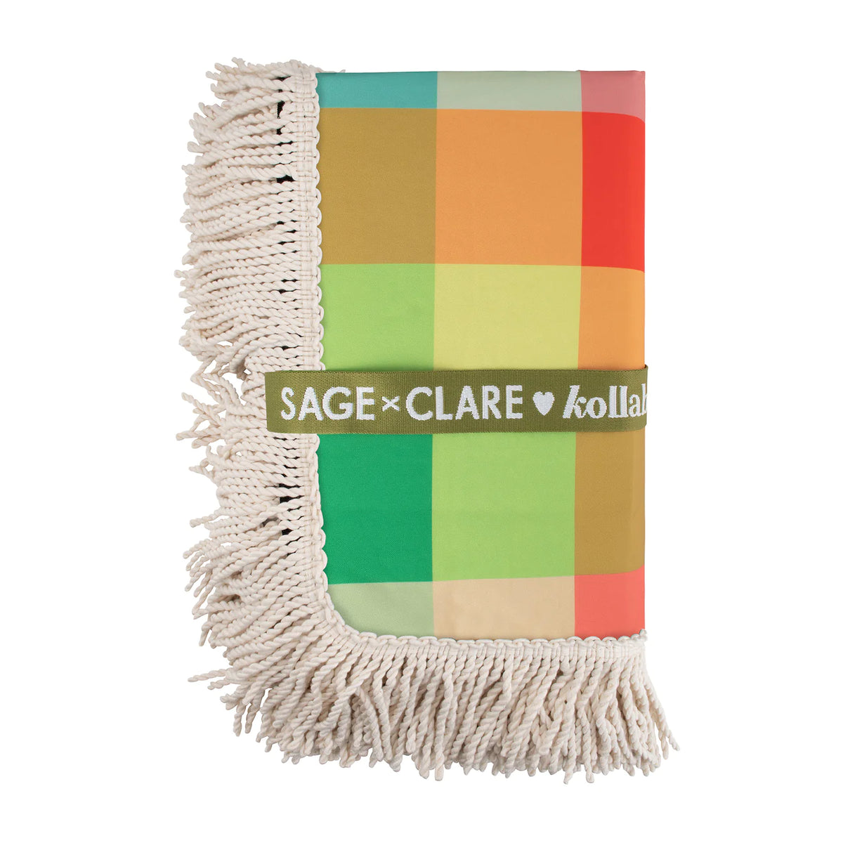 Kollab | Holiday Fringed Picnic Mat - Sage x Clare & Kollab - Aida