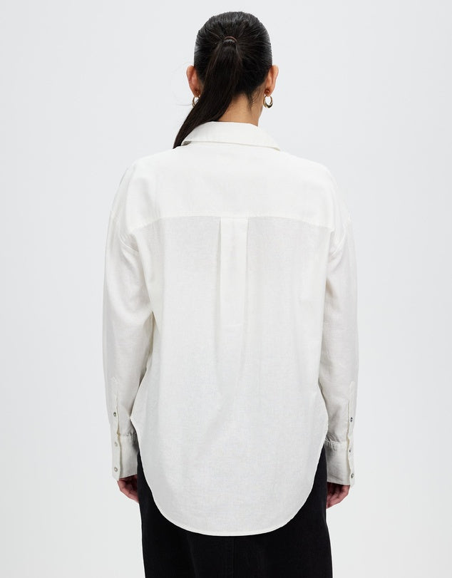 Assembly Label | Grace Linen Blend Long-Sleeve Shirt - White