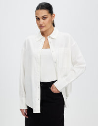 Assembly Label | Grace Linen Blend Long-Sleeve Shirt - White