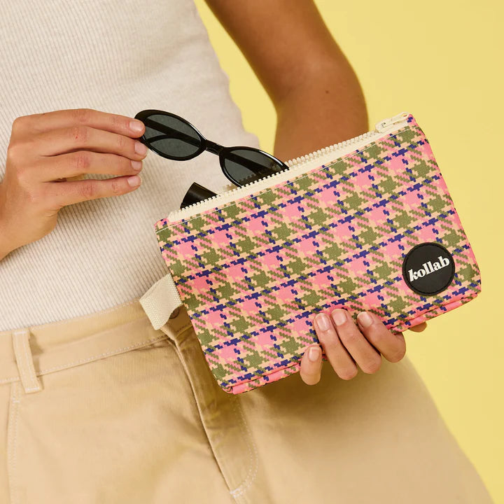 Kollab | Mini Pouch Pink Houndstooth