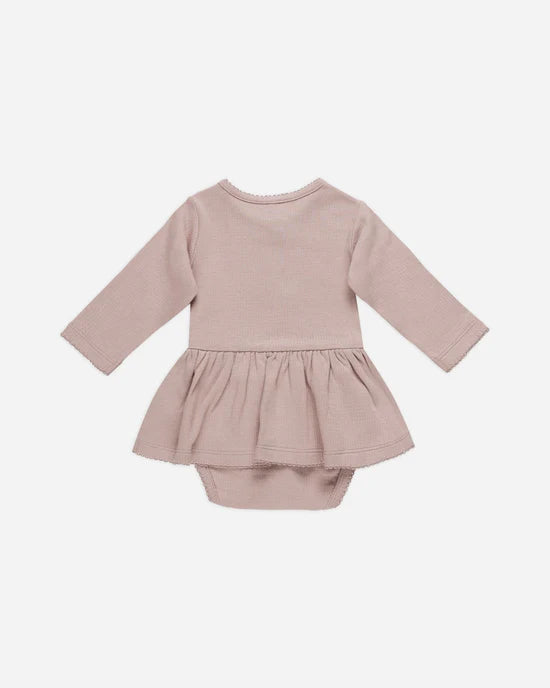 Quincy Mae | Pointelle Skirted Bodysuit || Mauve