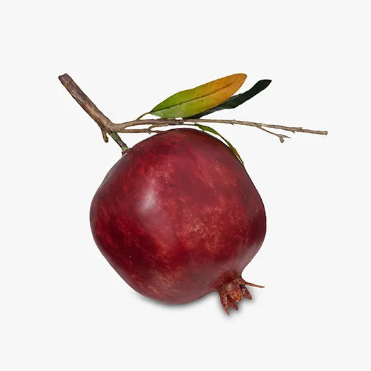 Faux Fruit | Pomegranate w/Leaf