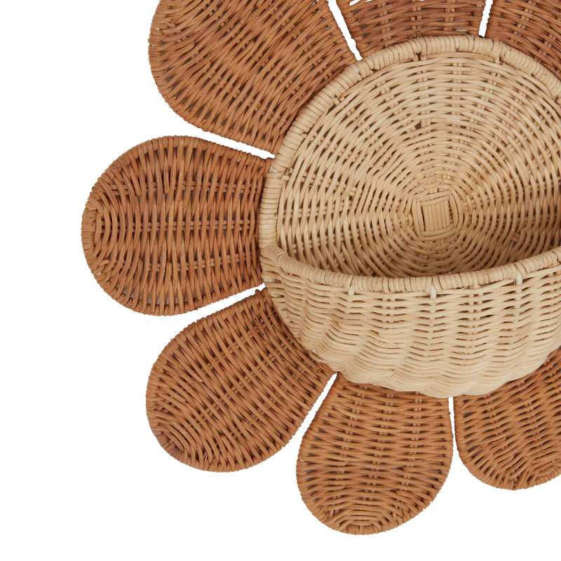 Olli Ella Rattan Daisy Wall Basket Floral Harvest