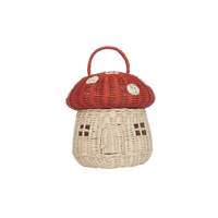 Olli Ella || Rattan Mushroom Basket - Red