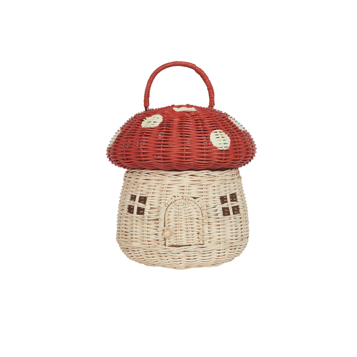 Olli Ella || Rattan Mushroom Basket - Red