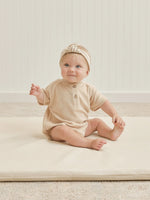 Quincy Mae | Terry Henley Romper - Apricot