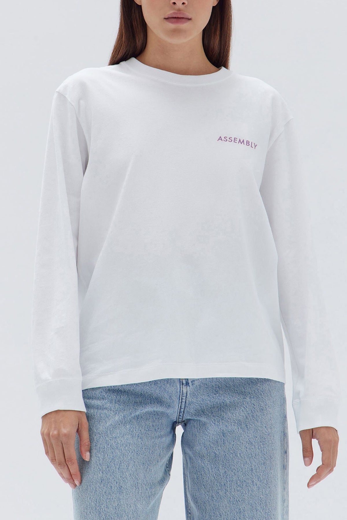 Assembly Label | Pax Long-Sleeved Tee - White/Jacaranda