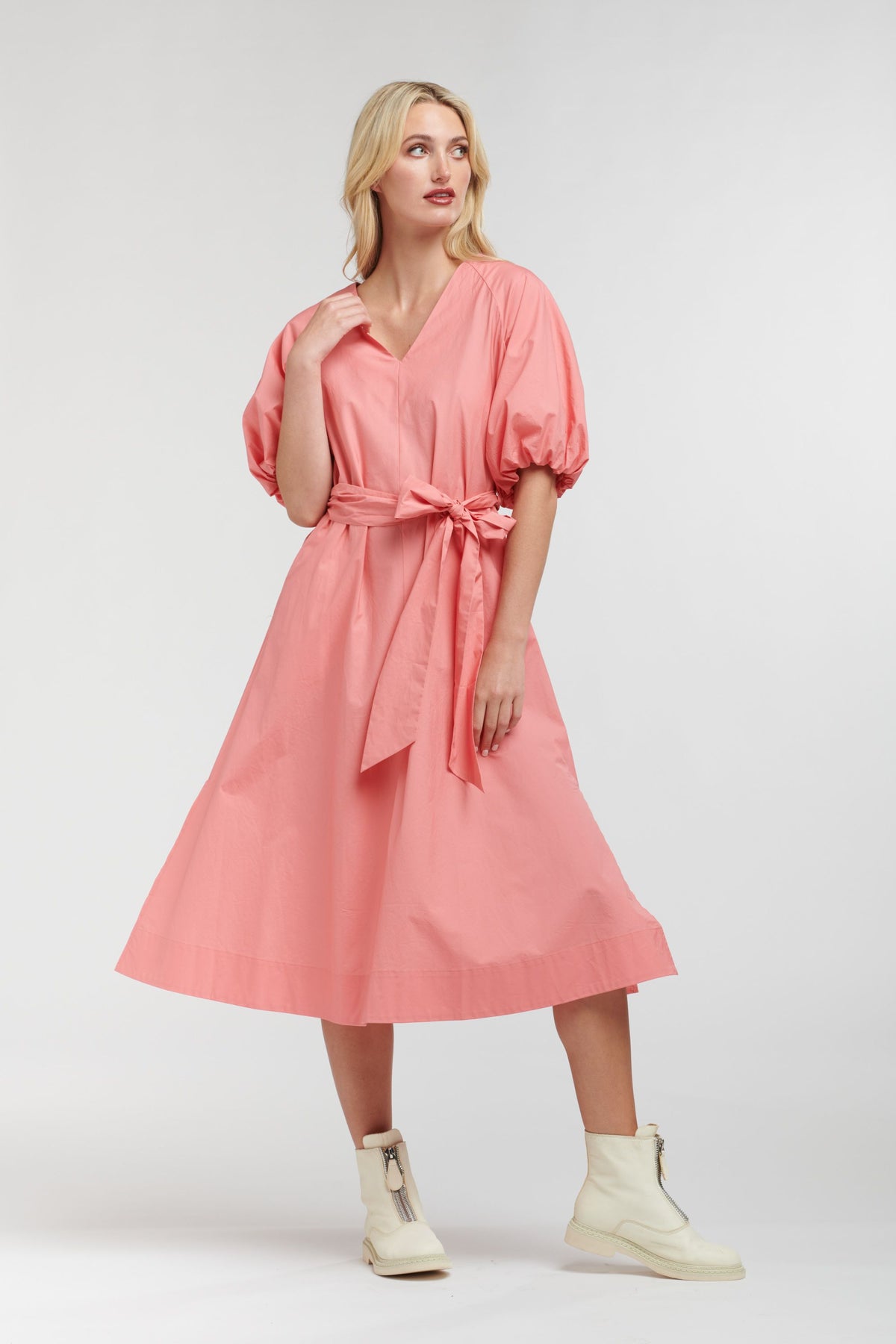 Bianca Puff Sleeve Dress - Rouge