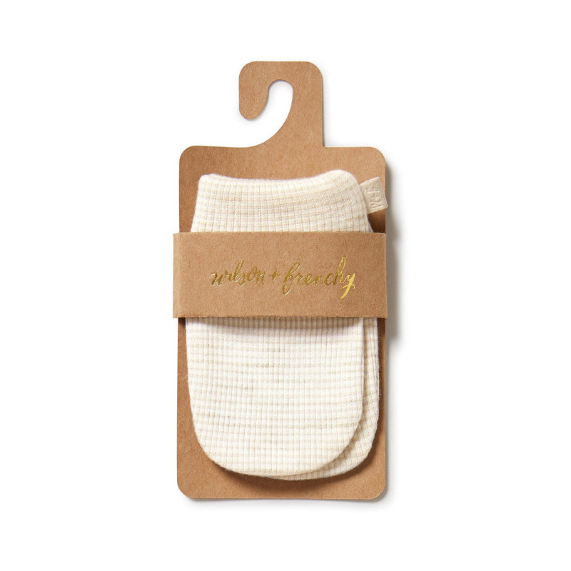 Wilson + Frenchy | Oatmeal Organic Stripe Rib Mittens