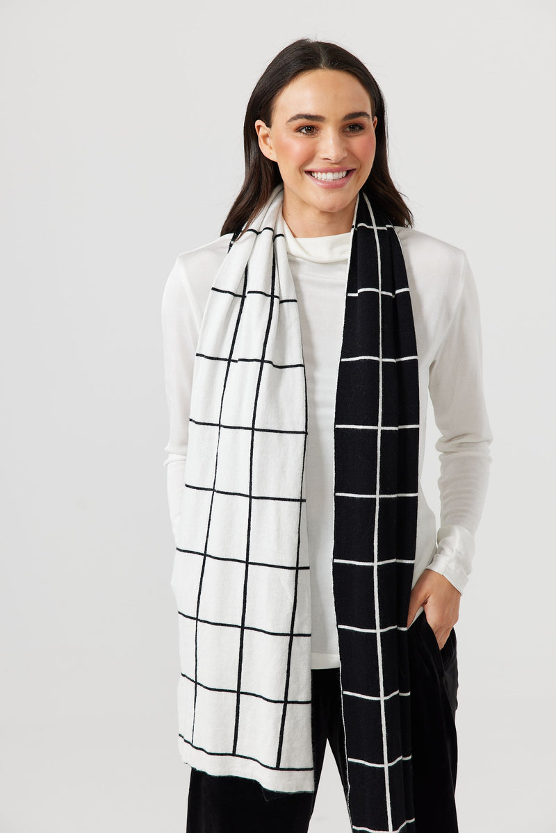 Holiday Trading Co. | Grid Wrap Scarf (Black/White)