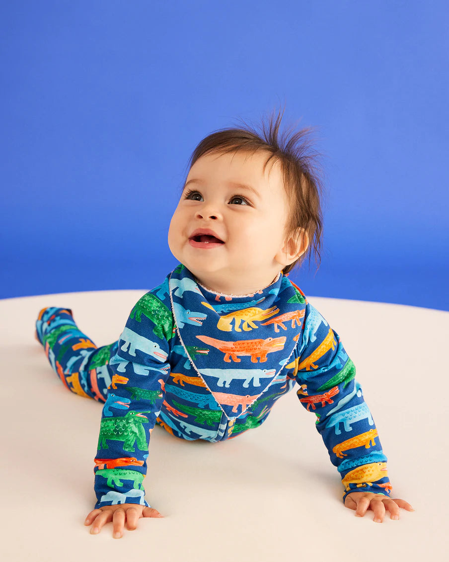 Halcyon Nights | Crocodile Smile Navy Yo Yo Bib