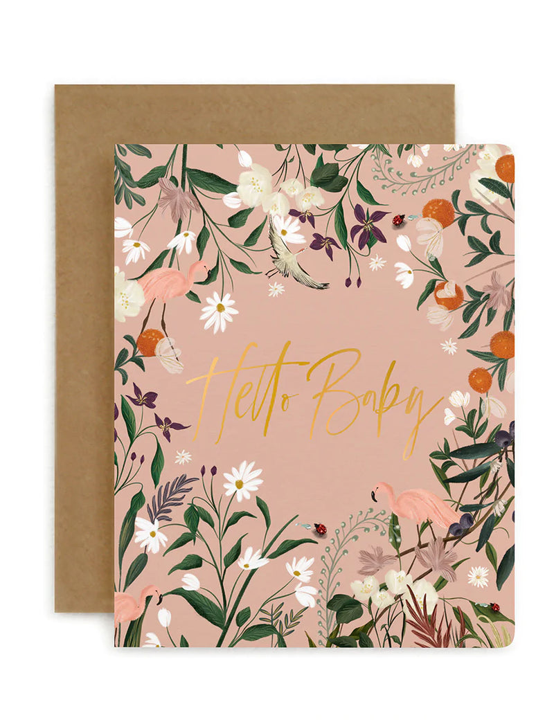 Bespoke Letterpress | Hello Baby Card - Pink