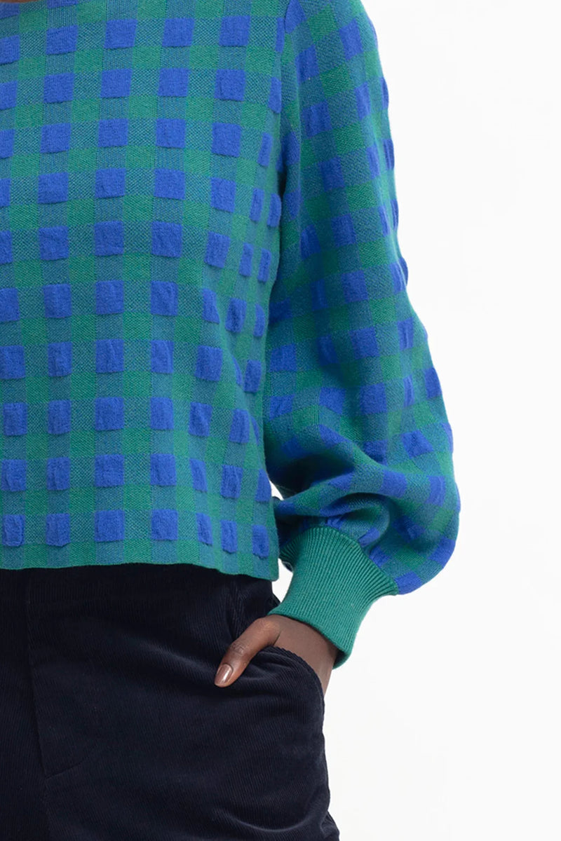 ELK | Karo Gingham Sweater - Electric Blue/Green Gingham