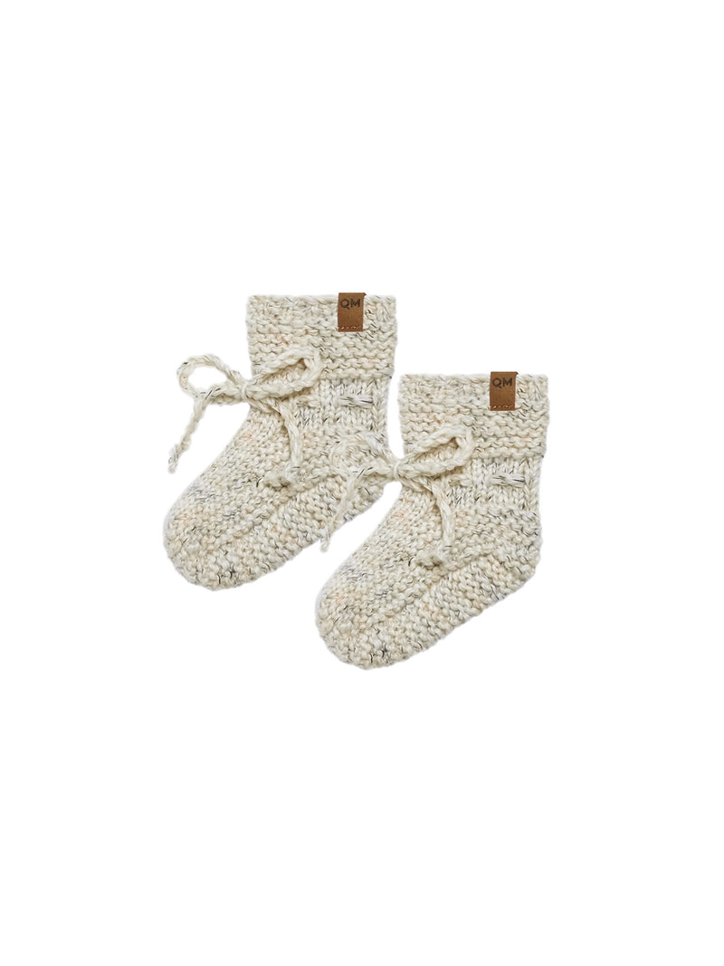 Quincy Mae | Speckled Knit Booties Natural