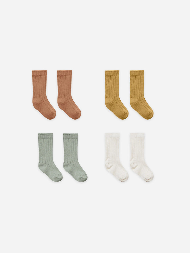 Quincy Mae | Baby Socks Set - Ivory, Spruce, Amber, Ocre
