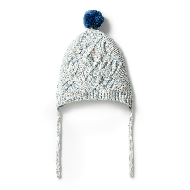 Wilson + Frenchy | Knitted Cable Bonnet - Bluestone Fleck