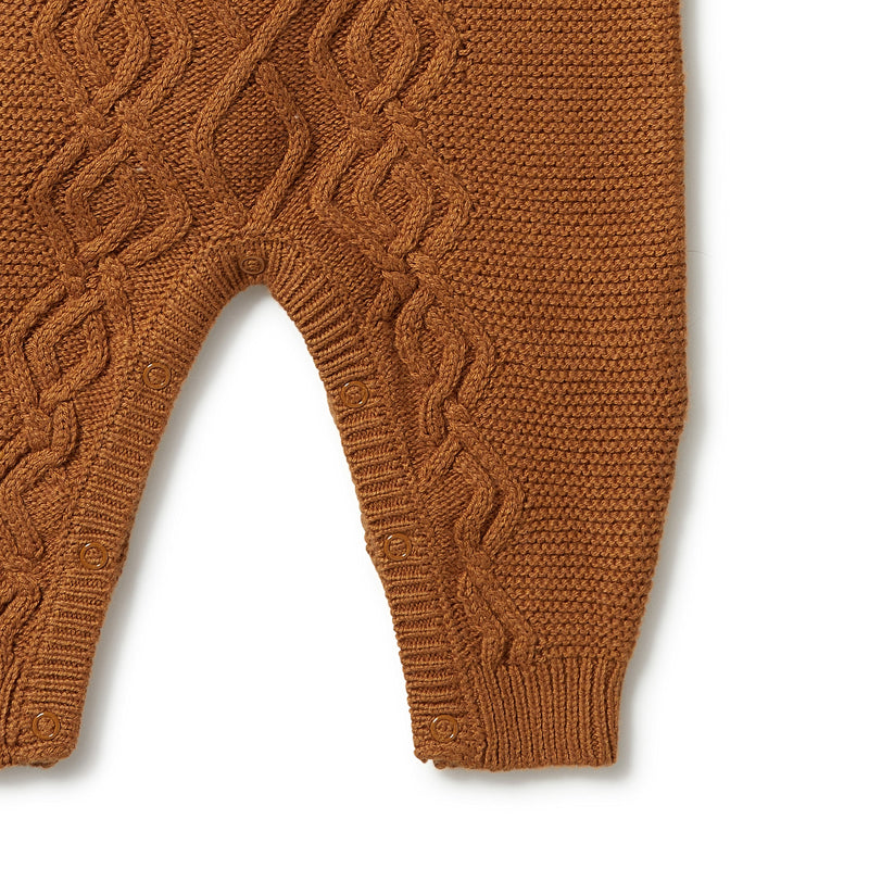 Wilson + Frenchy | Knitted Cable Growsuit - Spice