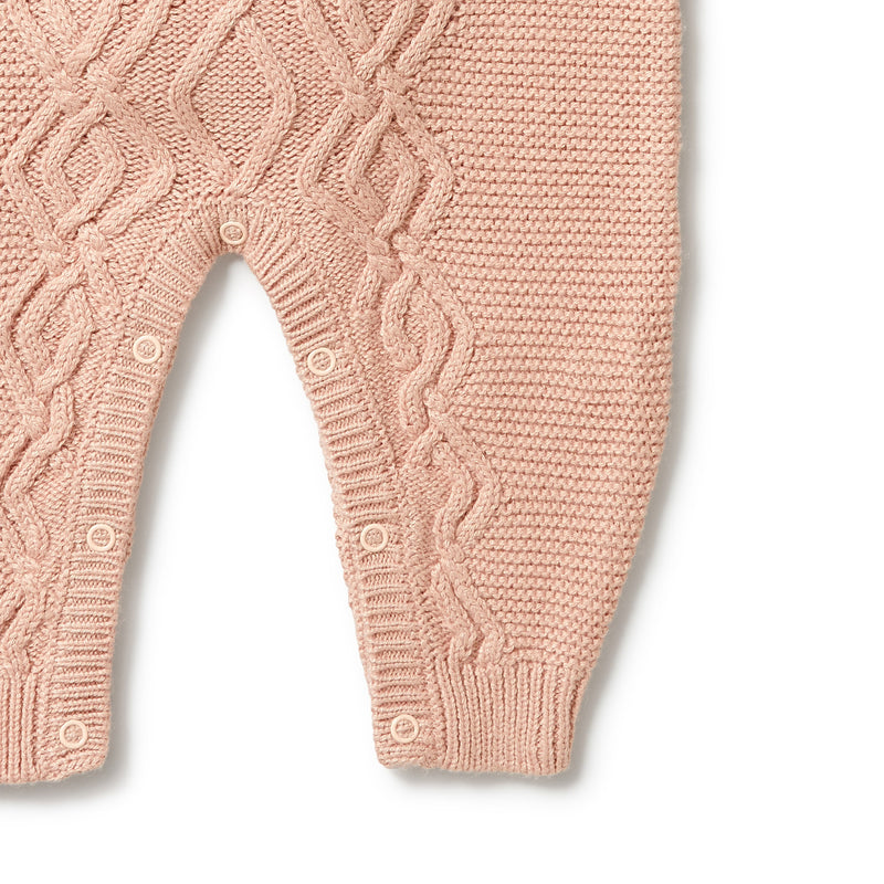 Wilson + Frenchy | Knitted Cable Growsuit - Rose
