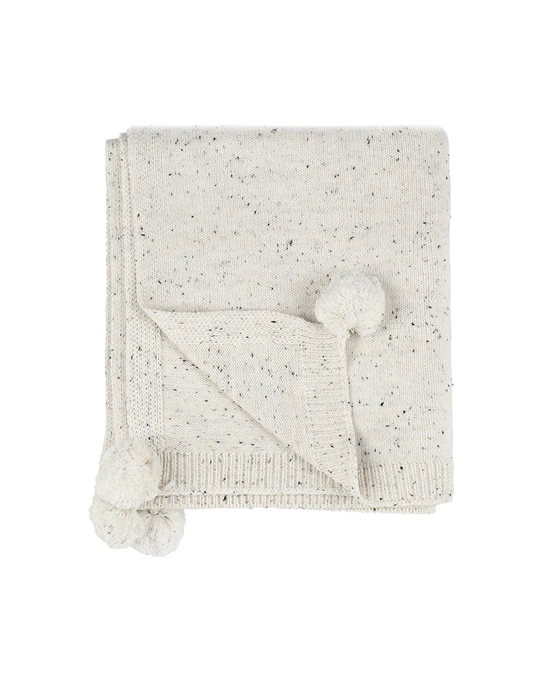 Bebe | Llama Speckle Pom Pom Blanket