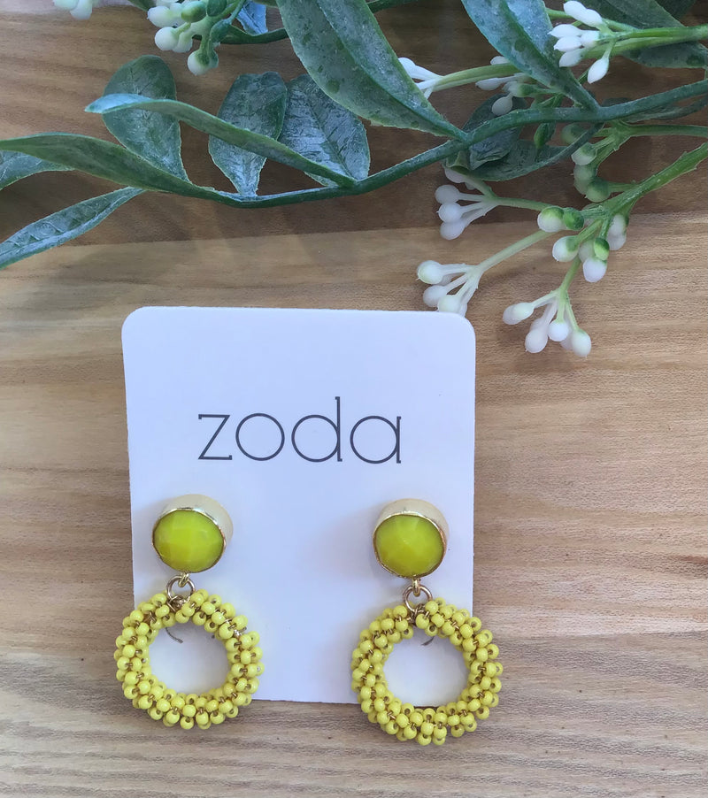 Zoda | Annie Beaded Earrings - Yellow