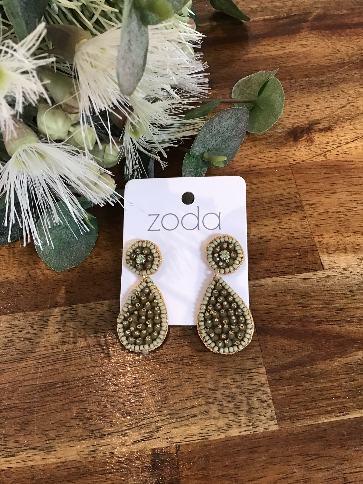 Zoda | Katie Beaded Earrings - Olive