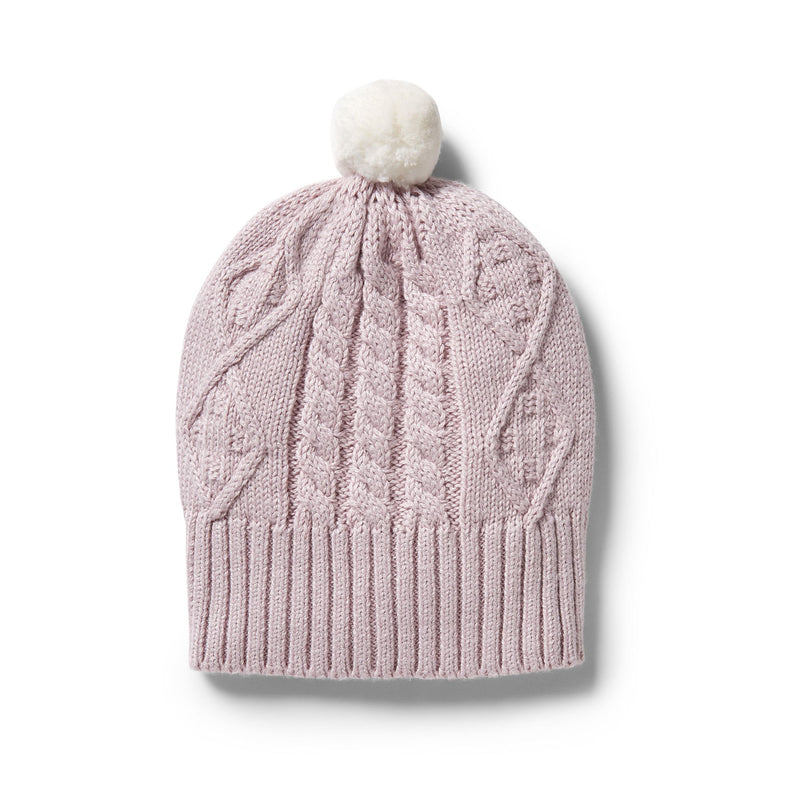Wilson + Frenchy - Knitted Cable Hat Lilac Ash 3-6m